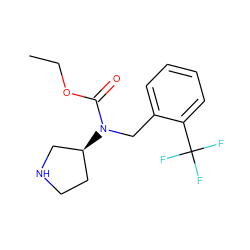 CCOC(=O)N(Cc1ccccc1C(F)(F)F)[C@H]1CCNC1 ZINC000040407158