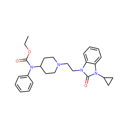 CCOC(=O)N(c1ccccc1)C1CCN(CCn2c(=O)n(C3CC3)c3ccccc32)CC1 ZINC000095593921