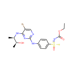 CCOC(=O)N=[S@@](C)(=O)c1ccc(Nc2ncc(Br)c(N[C@H](C)[C@H](C)O)n2)cc1 ZINC000169694327