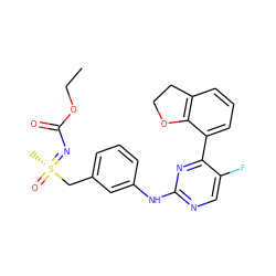 CCOC(=O)N=[S@](C)(=O)Cc1cccc(Nc2ncc(F)c(-c3cccc4c3OCC4)n2)c1 ZINC000219866245