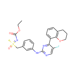 CCOC(=O)N=[S@](C)(=O)Cc1cccc(Nc2ncc(F)c(-c3cccc4c3OCCC4)n2)c1 ZINC000219860127