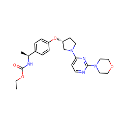 CCOC(=O)N[C@@H](C)c1ccc(O[C@@H]2CCN(c3ccnc(N4CCOCC4)n3)C2)cc1 ZINC000261189549