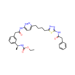 CCOC(=O)N[C@@H](C)c1cccc(CC(=O)Nc2ccc(CCCCc3nnc(NC(=O)Cc4ccccc4)s3)nn2)c1 ZINC000169698489