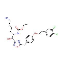 CCOC(=O)N[C@@H](CCCCN)C(=O)c1noc(Cc2ccc(OCCc3ccc(Cl)c(Cl)c3)cc2)n1 ZINC000042965702