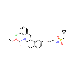 CCOC(=O)N[C@@H]1CCc2ccc(OCCNS(=O)(=O)CC3CC3)cc2[C@@H]1Cc1cccc(Cl)c1 ZINC000088261143