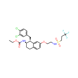 CCOC(=O)N[C@@H]1CCc2ccc(OCCNS(=O)(=O)CCC(F)(F)F)cc2[C@@H]1Cc1ccc(Cl)c(Cl)c1 ZINC000202734644