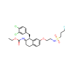 CCOC(=O)N[C@@H]1CCc2ccc(OCCNS(=O)(=O)CCCF)cc2[C@@H]1Cc1ccc(Cl)c(Cl)c1 ZINC000202733388