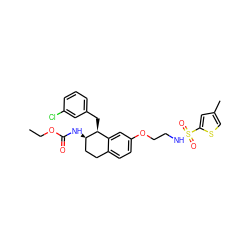 CCOC(=O)N[C@@H]1CCc2ccc(OCCNS(=O)(=O)c3cc(C)cs3)cc2[C@@H]1Cc1cccc(Cl)c1 ZINC000202732071