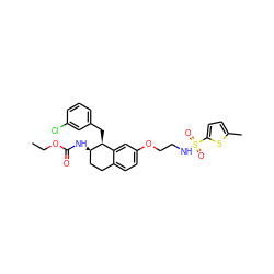 CCOC(=O)N[C@@H]1CCc2ccc(OCCNS(=O)(=O)c3ccc(C)s3)cc2[C@@H]1Cc1cccc(Cl)c1 ZINC000202732428