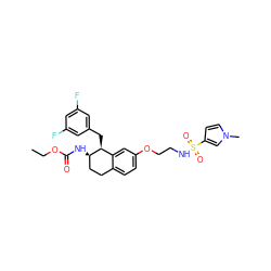 CCOC(=O)N[C@@H]1CCc2ccc(OCCNS(=O)(=O)c3ccn(C)c3)cc2[C@@H]1Cc1cc(F)cc(F)c1 ZINC000088261095