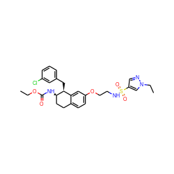 CCOC(=O)N[C@@H]1CCc2ccc(OCCNS(=O)(=O)c3cnn(CC)c3)cc2[C@@H]1Cc1cccc(Cl)c1 ZINC000202734065