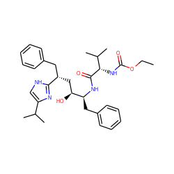 CCOC(=O)N[C@H](C(=O)N[C@@H](Cc1ccccc1)[C@@H](O)C[C@@H](Cc1ccccc1)c1nc(C(C)C)c[nH]1)C(C)C ZINC000026484228