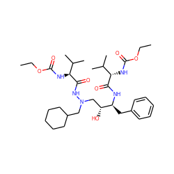CCOC(=O)N[C@H](C(=O)N[C@@H](Cc1ccccc1)[C@H](O)CN(CC1CCCCC1)NC(=O)[C@@H](NC(=O)OCC)C(C)C)C(C)C ZINC000026968064