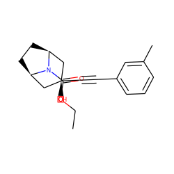 CCOC(=O)N1[C@H]2CC[C@@H]1C[C@@](O)(C#Cc1cccc(C)c1)C2 ZINC000102220848