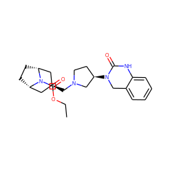 CCOC(=O)N1[C@H]2CC[C@@H]1C[C@@H](CN1CC[C@@H](N3Cc4ccccc4NC3=O)C1)C2 ZINC000473145916