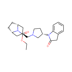 CCOC(=O)N1[C@H]2CC[C@@H]1C[C@@H](CN1CC[C@H](N3C(=O)Cc4ccccc43)C1)C2 ZINC000101663657