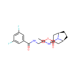 CCOC(=O)N1[C@H]2CC[C@@H]1C[C@@H](NCCNC(=O)c1cc(F)cc(F)c1)C2 ZINC000101505650