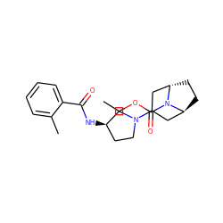 CCOC(=O)N1[C@H]2CC[C@H]1CC(N1CC[C@@H](NC(=O)c3ccccc3C)C1)C2 ZINC000101505645