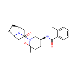 CCOC(=O)N1[C@H]2CC[C@H]1CC(N1CCC[C@H](NC(=O)c3ccccc3C)C1)C2 ZINC000101505661