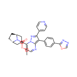 CCOC(=O)N1[C@H]2CC[C@H]1CC(c1ccnc3c(-c4ccc(-c5nnco5)cc4)c(-c4ccncc4)nn13)C2 ZINC000100095835