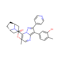 CCOC(=O)N1[C@H]2CC[C@H]1CC(c1ccnc3c(-c4ccc(C)c(O)c4)c(-c4ccncc4)nn13)C2 ZINC000100095769