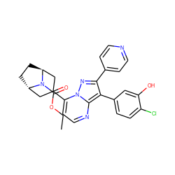 CCOC(=O)N1[C@H]2CC[C@H]1CC(c1ccnc3c(-c4ccc(Cl)c(O)c4)c(-c4ccncc4)nn13)C2 ZINC000100095913