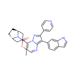 CCOC(=O)N1[C@H]2CC[C@H]1CC(c1ccnc3c(-c4ccc5cc[nH]c5c4)c(-c4ccncc4)nn13)C2 ZINC000101299208