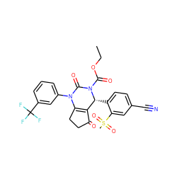 CCOC(=O)N1C(=O)N(c2cccc(C(F)(F)F)c2)C2=C(C(=O)CC2)[C@H]1c1ccc(C#N)cc1S(C)(=O)=O ZINC001772651333