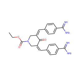 CCOC(=O)N1C/C(=C/c2ccc(C(=N)N)cc2)C(=O)/C(=C\c2ccc(C(=N)N)cc2)C1 ZINC000013803401