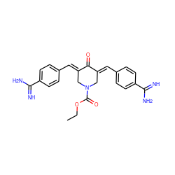 CCOC(=O)N1C/C(=C\c2ccc(C(=N)N)cc2)C(=O)/C(=C/c2ccc(C(=N)N)cc2)C1 ZINC000013803391