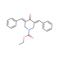 CCOC(=O)N1C/C(=C\c2ccccc2)C(=O)/C(=C/c2ccccc2)C1 ZINC000005709639