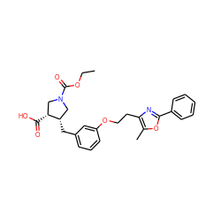 CCOC(=O)N1C[C@@H](C(=O)O)[C@@H](Cc2cccc(OCCc3nc(-c4ccccc4)oc3C)c2)C1 ZINC000200603778