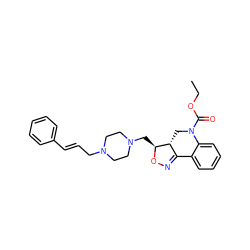 CCOC(=O)N1C[C@@H]2C(=NO[C@H]2CN2CCN(C/C=C/c3ccccc3)CC2)c2ccccc21 ZINC000022933244