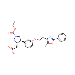 CCOC(=O)N1C[C@H](CC(=O)O)[C@H](c2cccc(OCCc3nc(-c4ccccc4)oc3C)c2)C1 ZINC000135950995