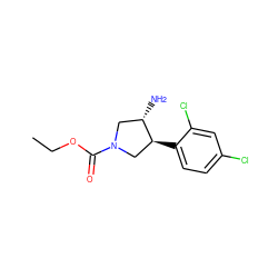 CCOC(=O)N1C[C@H](c2ccc(Cl)cc2Cl)[C@@H](N)C1 ZINC000014958678