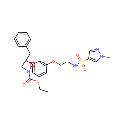 CCOC(=O)N1CC(Cc2ccccc2)(c2cccc(OCCNS(=O)(=O)c3cnn(C)c3)c2)C1 ZINC000114246922