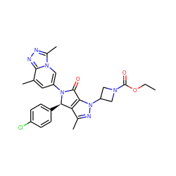 CCOC(=O)N1CC(n2nc(C)c3c2C(=O)N(c2cc(C)c4nnc(C)n4c2)[C@@H]3c2ccc(Cl)cc2)C1 ZINC000261172594