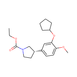 CCOC(=O)N1CC[C@@H](c2ccc(OC)c(OC3CCCC3)c2)C1 ZINC000013741098