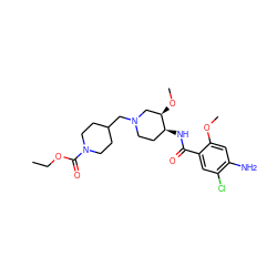 CCOC(=O)N1CCC(CN2CC[C@H](NC(=O)c3cc(Cl)c(N)cc3OC)[C@H](OC)C2)CC1 ZINC000168986260