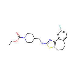 CCOC(=O)N1CCC(CNc2nc3c(s2)CCCc2ccc(F)cc2-3)CC1 ZINC000026498560