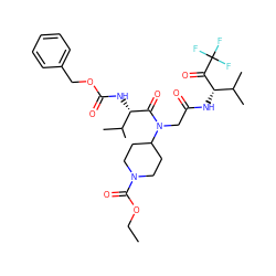 CCOC(=O)N1CCC(N(CC(=O)N[C@H](C(=O)C(F)(F)F)C(C)C)C(=O)[C@@H](NC(=O)OCc2ccccc2)C(C)C)CC1 ZINC000027722136