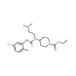 CCOC(=O)N1CCC(N(CCN(C)C)C(=S)Nc2cc(Cl)ccc2C)CC1 ZINC000004709057