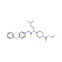 CCOC(=O)N1CCC(N(CCN(C)C)C(=S)Nc2ccc(Oc3ccccc3)cc2)CC1 ZINC000015953236