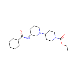 CCOC(=O)N1CCC(N2CCC[C@@H](NC(=O)C3CCCCC3)C2)CC1 ZINC000073196420