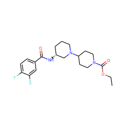 CCOC(=O)N1CCC(N2CCC[C@@H](NC(=O)c3ccc(F)c(F)c3)C2)CC1 ZINC000073159226