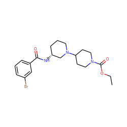 CCOC(=O)N1CCC(N2CCC[C@@H](NC(=O)c3cccc(Br)c3)C2)CC1 ZINC000095596883