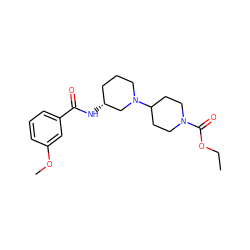 CCOC(=O)N1CCC(N2CCC[C@@H](NC(=O)c3cccc(OC)c3)C2)CC1 ZINC000073156160