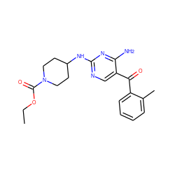 CCOC(=O)N1CCC(Nc2ncc(C(=O)c3ccccc3C)c(N)n2)CC1 ZINC000014950257