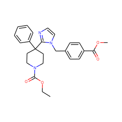 CCOC(=O)N1CCC(c2ccccc2)(c2nccn2Cc2ccc(C(=O)OC)cc2)CC1 ZINC000003815915