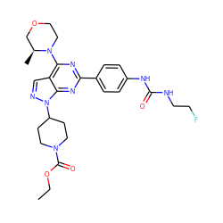 CCOC(=O)N1CCC(n2ncc3c(N4CCOC[C@@H]4C)nc(-c4ccc(NC(=O)NCCF)cc4)nc32)CC1 ZINC000049695574